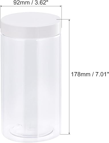 Miniatura 2 de uxcell Tarros redondos de plástico con tapa superior de rosca blanca, recipientes vacíos transparentes de boca ancha de 34 onzas para