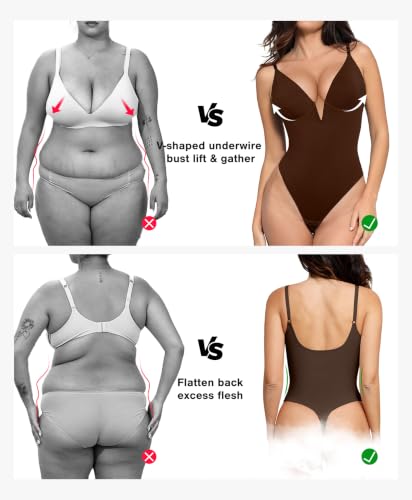 Image of Popilush Shapewear Bodysuits for Women Tummy Control Body Suits Corset Tops | Shapewear Tummy Control,Deep V Neck Backless Snatched Body Shaper,Summer Concert Outfit Going Out Tops,Sleeveless Corset Tops
