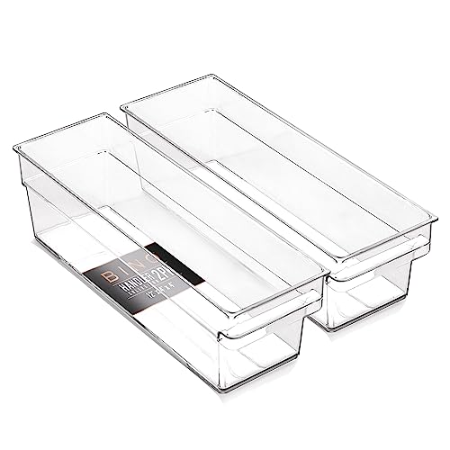 BINO | Plastic Storage Bins, Small - Shallow | THE HANDLER COLLECTION | Multipurpose Organizer Bins | Kitchen Pantry Organizers and Storage | Clear Containers for Organizing Home | Freezer Organizer