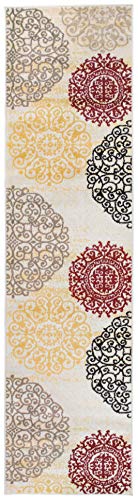 Contemporary Modern Floral Cream 2' X 7'2" Indoor Soft Area Rug Runner #TOP1