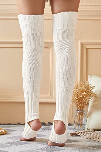 SherryDC Women's Cable Knit Thigh High Leg Warmer Socks Over Knee High Footless Boot Stockings3