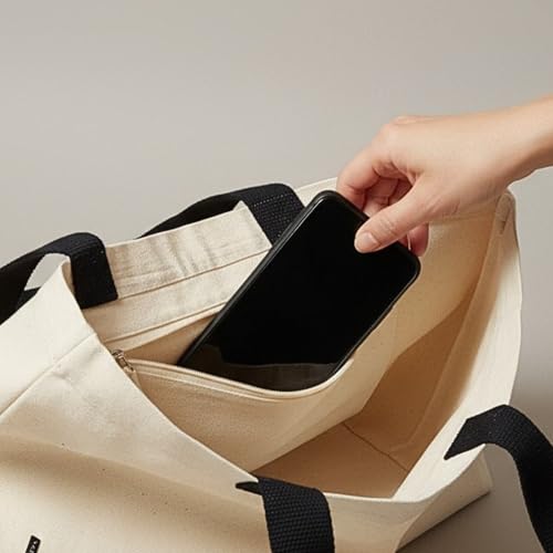 ELES VIDA® Baumwolltasche 45x38x15 cm PREMIUM - OEKO-TEX® zertifiziert - Umhängetasche, hochwertige Stofftasche, Tragetasche, Schultertasche, Einkaufstasche, Jutebeutel, Stoffbeutel