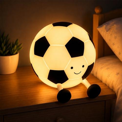 Soccer Night Light for Kids, Rechargeable Lamp with Timer for Bedroom Decor