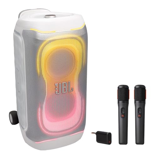 Image of JBL PartyBox 330 Portable Party Speaker Bundle with Wireless Microphone System (White)