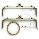 starPG 差し込み式 がま口 口金 入門 セット 口金2本 型紙 紙紐 付き (アンティークゴールド 角型 23cm)