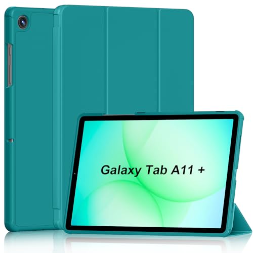 All-New Case for Galaxy Tab A11+/A9+ Plus 11 Inch 2026/2023, DJ&RPPQ Dual Angle Lightweight Trifold Stand with Soft TPU Back Case for Samsung Galaxy Tab A11 Plus/A9 Plus, Auto Wake/Sleep, Emerald