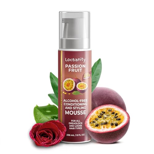 Locsanity Passion Fruit Alcohol-Free Conditioning and Styling Mousse, Rolling, Twisting, Locking Mousse- Dreadlocks, Locs, Sisterlocks, Loose Natural Hair, Braidlocs