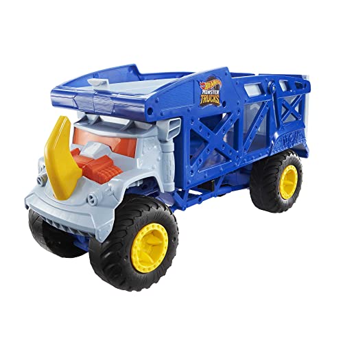 Hot Wheels Monster Trucks Camion Rhino Transporteur pour 12 Monster Trucks Ou 32 Voitures À ’échelle 164 avec Rampe De Lancement Jouet Enfant Dès HFB13 - vue 5