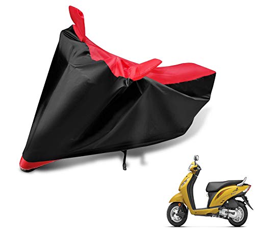 Image of Auto Hub Scooty Cover Compatible with Activa i with Mirror Pocket, Dustproof, Heat Resistant, Triple Stitched, Activa i Scooty Cover- Black, Red