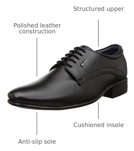 Image of BATA Men's Classic Oxford Dress Shoes, Derby Formal Shoes for Men with Cushioned Insole & Slip-Resistant Sole, Comfortable Footwear Ideal for Wedding, Tuxedo, Church & Office Footwear