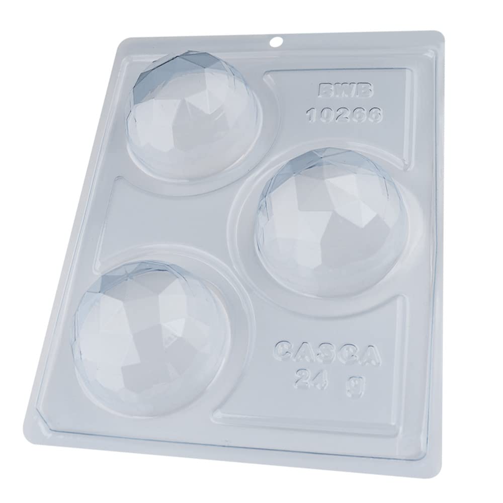 BWB 10266 Moule Chocolat Cadran facetté 70mm Spécial 3 parties en Silicone pour chocolat chaud 3 trous 24-230g Matériel Plastique PET Transparent Tridimensionnel Gâteaux Ustensiles Truffes