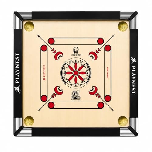 Image of Premium Wooden Carrom Board for Family Fun Indoor Game Smooth Playing Surface Durable Construction Easy Coin Glide Board Game for Kids & Adults (20 INCH)