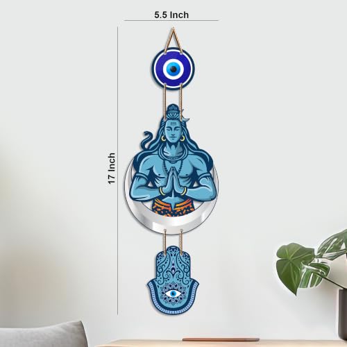 Image of Artvibes Lord Shiva Namaste Evil Eye Wall Hanging for Home Entrance | Spiritual MDF Wall Decor | Vastu Decorative Art for Living Room | Temple & Office | Gift Item (WH 8589N)