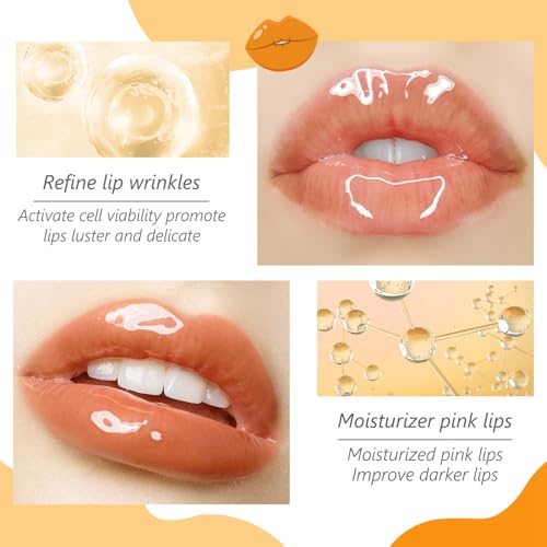 ARCHIDATE Lippenmaske - Lippenmaske Pads - Collagen Feuchtigkeit Lippenpflege Mask - Anti Falten Reduzieren Feine Linien Lippenpeeling Lippen Maske - Lip Masken Beauty (ORANGE)
