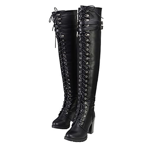 Milwaukee Leather Women's Black Above the Knee Lace-Up Fashion Casual Boots MBL94244
