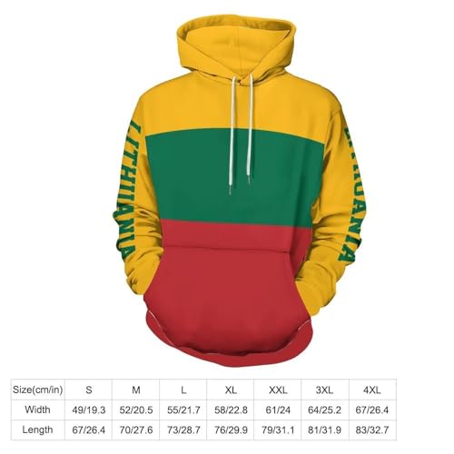Sweat pull à capuche imprimé badge lituanien manches longues