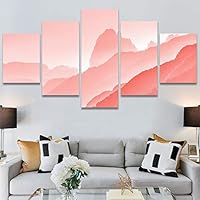 SIGNWIN 5 Panel Canvas Wall Art Coastal Multicolor Photography Relax/Calm Romantics Sunset for Home Decorations Ready to Hang - 60