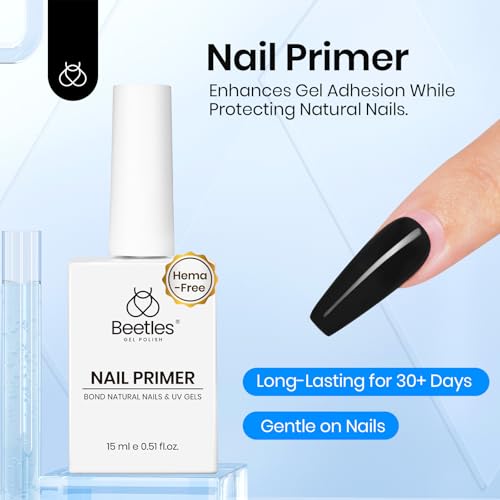 Image of Beetles 2Pcs 15ml Nail Dehydrator & Primer, Hema-Free Acidless Bonding Agent, No-Lift Prep for Gel Polish Acrylic, Long-Lasting Salon DIY Manicures