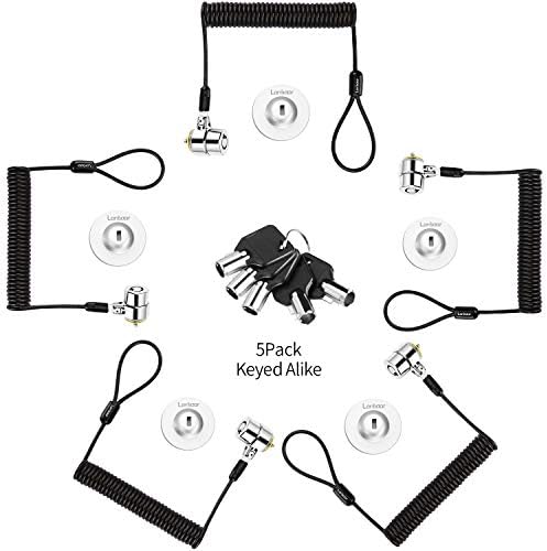 LORADAR Keyed Alike 5Pack Security Hardware Cable Lock Kit,Retractable Cable Lock Portable Keyed Laptop Lock 5Keys 6.2Ft for Monitors, Laptops, MacBooks, Tablets, iPad,Mac Mini,