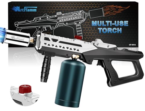 Image of ARTFLAMM Propane Torch Gun, Powerful Cooking Grill Torch Gun, Adjustable Flamethrower Multi Use Blow Torch for BBQ, Campfire, Charcoal Wood Grills Lighter(Tank Not Included)