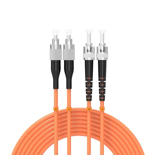 Image of 3Meters 10ft FC /UPC-ST /UPC Multi-Mode Fiber Optic Cable FC to ST OM1 Jumper Optical Patch Cord Duplex 62.5 /125um Orange FC-ST