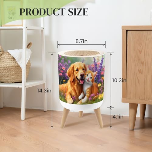 Caneca de basura pequeña con tapa y diseño redondo miniatura 3