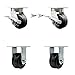 Kingpinless Phenolic Swivel Top Plate Caster Set of 4 w/4" x 2" Black Wheels - Includes 2 Swivel with Bolt on Swivel Locks & 2 Rigid - 3200 lbs Total Capacity - Service Caster Brand