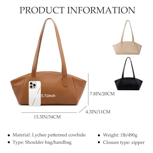 Genuine Leather Shoulder Bag for Women,Soft Commuter Handbags with Zipper Closure,Trendy Hobo Bags Purse for Everyday Use3