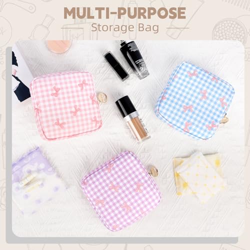 Image of Period Bag for Teen Girls, Canvas Sanitary Napkin Storage Bag with Zipper, Portable Menstrual Pad Bag Tampon Holder for Purse