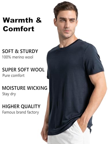 innotree Merino Wool T Shirts for Men - 100% Organic Odor Resistance Merino Wool Undershirt Hiking Travel Base Layer T-Shirt4