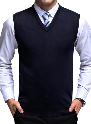 Listado de Chalecos para Hombre los 10 mejores. 48 Chaleco de Lana de Cachemira con Cuello en V para Hombre, Chaleco Tejido Hombre, sin Mangas, estilo clásico, color liso, grueso, microelasticidad (MX/US, Alfa, XX-Grande, Regular,...