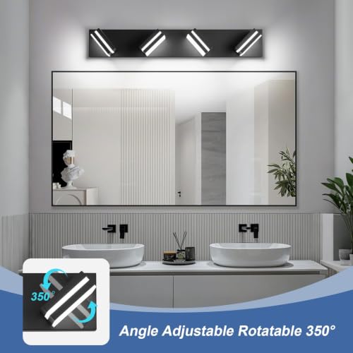 Image of Modern LED Black Acrylic Bathroom Lights Fixtures 4-Light
