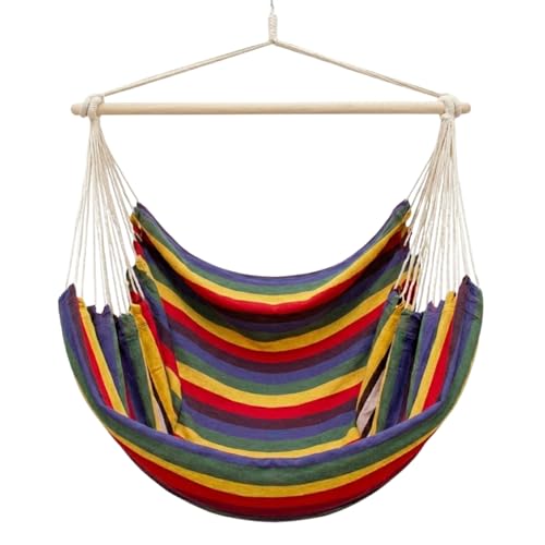 AMANKA XXL Siège Suspendu en Toile 185x130cm hamac pour s'asseoir Arc-en-Ciel