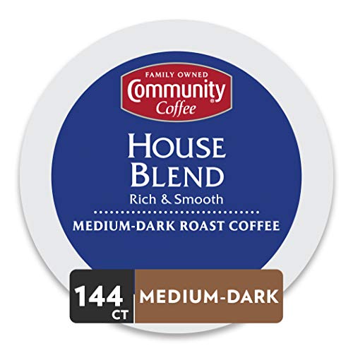 Image of Community Coffee House Blend 144 Count Coffee Pods, Medium Dark Roast, Compatible with Keurig 2.0 K-Cup Brewers, 36 Count (Pack of 4)
