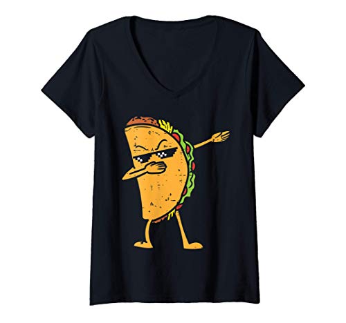 Mujer dabbing taco funny cinco de mayo dab dance kids boys girls camiseta cuello v