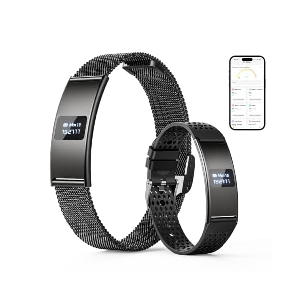 Smart Bracelet, Subscription-Free 24/7 Health Tracking, Heart Rate, SpO2, HRV & Sleep Tracker with IPX8 Waterproof, Wearable Activity & Fitness Tracker, 7-Day Battery, 2 Bands