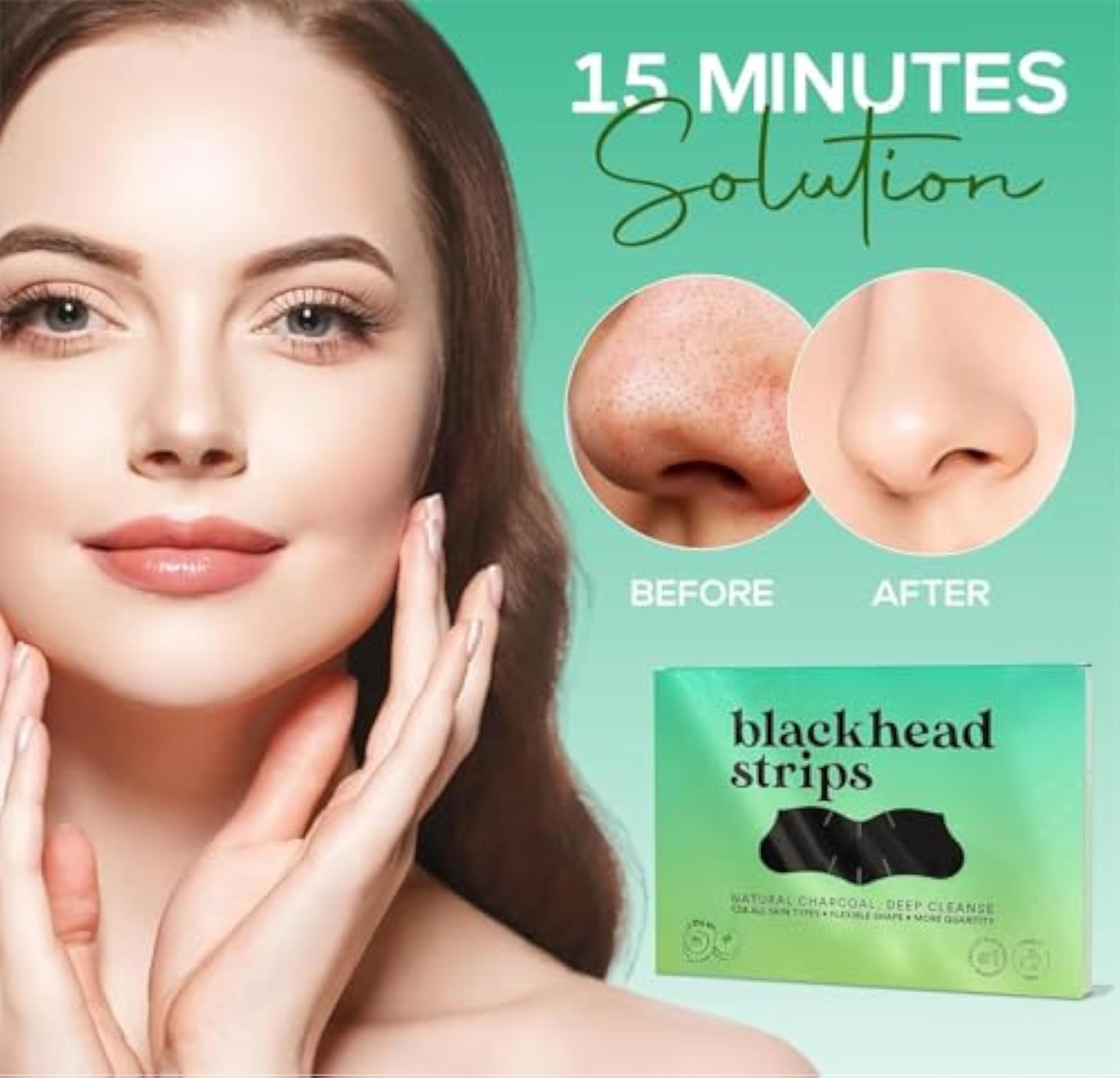Charcoal Nose Strips for Blackhead Removal, Deep Cleansing