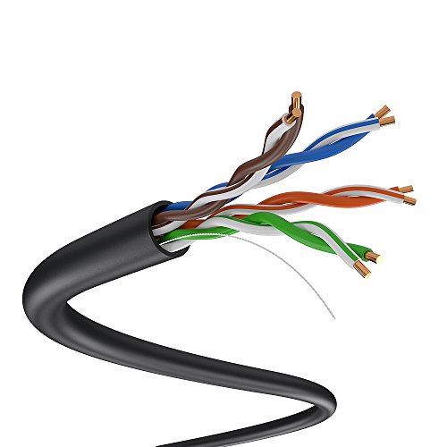 Image of CAT5e Ethernet Cable 1000ft - 24AWG Solid CCA UTP Unshielded CAT 5e, High Speed Lan Network, RJ45 Cable, Easy Pull Box Ethernet Cord (Black)
