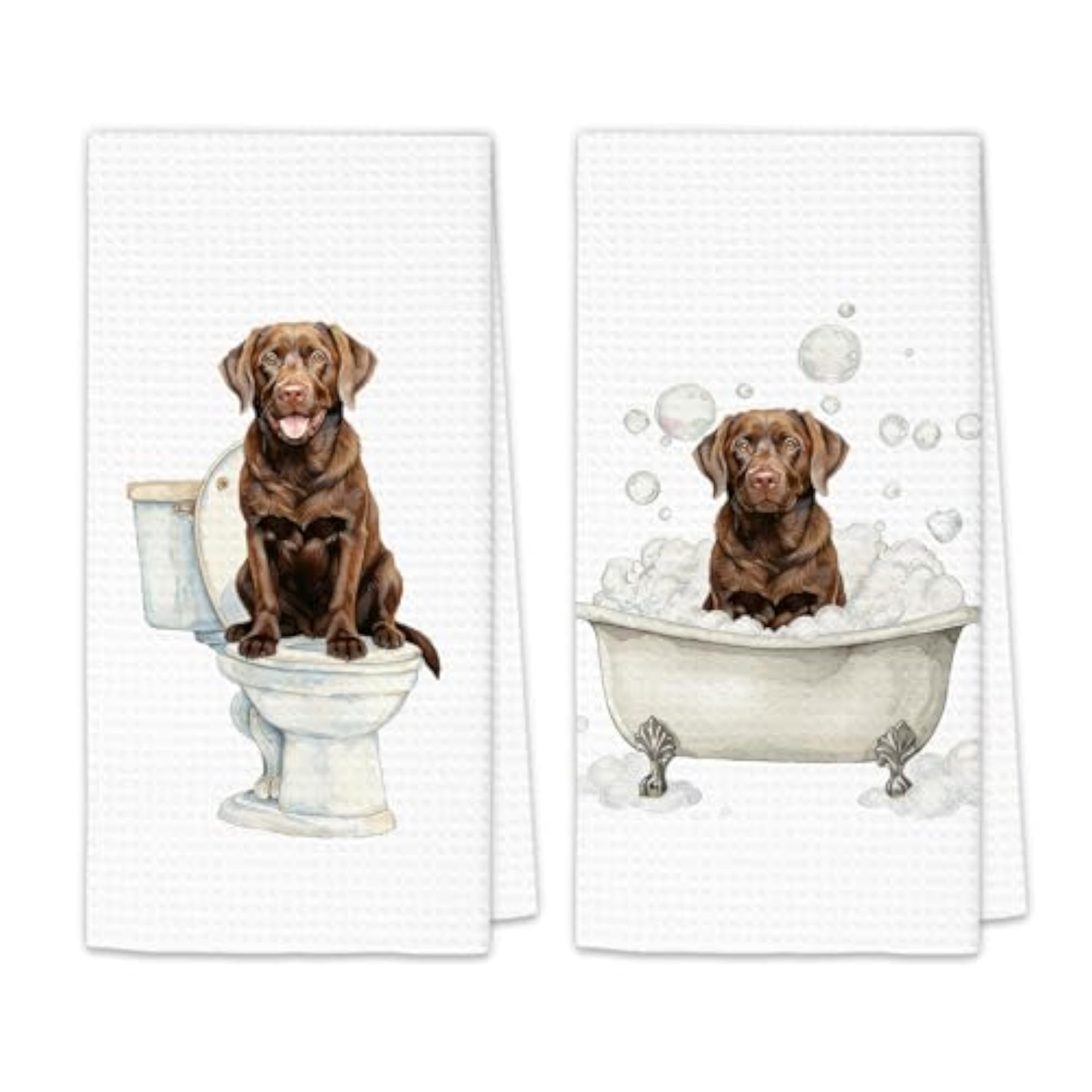 Funny Chocolate Lab Dog Hand Towels Set of 2
