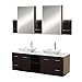 Wyndham Collection Avara 60" Double Bathroom Vanity in Espresso, White Man-Made Stone Countertop, Avalon White Carrera Marble Sinks & Medicine Cabinets