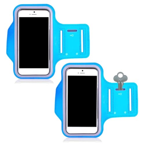 COYUN 2 pcs Brazalete Deportivo para Correr, Brazalete Móvil Running, Brazalete Móvil Deportivo Ajustable, Porta Movil Runnning Teléfono Brazalete, Brazalete Movil Running Soporte de Teléfono, Azul