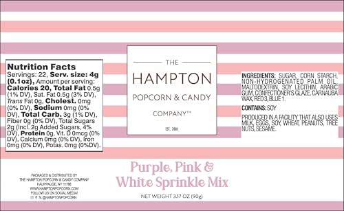 Pink, Purple & White Sprinkles Jimmies 3.17 oz, Sprinkles For Cake Decorating, Cake Sprinkles, Sprinkles For Baking, Ice Cream & More, The Hampton Candy Company