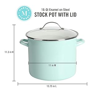 Martha stewart thayer 12 quart enamel on steel scratch resistant stock pot wlid martha blue  urban country home decor