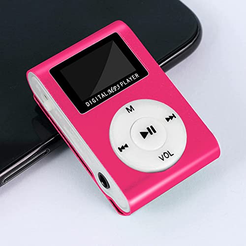 Mp3 Player for Sports, Travelling USB Portable Music Player with Speaker LCD Screen Digital Music Long Standby Time Mp3 Player for Kids Cool Stuff Tech Gadgets Electronics for Men (Pink)