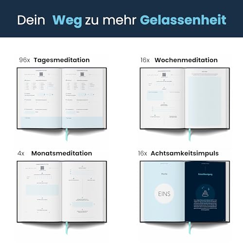 Meditation Journal | Achtsamkeitstagebuch mit geführten Audio Meditationen – Anti Stress Dankbarkeitstagebuch für Entspannung & Achtsamkeit | Mindlook & Koala Mind
