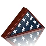Meryndou Flag Display Case for 5x9.5 Burial Flag - Veteran Flag Display Box - Solid Wood - Military Memorial Shadow Box Frame for Wall or Tabletop - Red