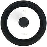 Teeo Universal Pot Lid - Cast Iron Frying Pan Cover - 8 inch Skillet Lid - Tempered Glass, Silicone Rim Cool Touch Handle, Steam Vent, Dishwasher Safe - Multi-sized (8/8.5/9.5 inches, Black)