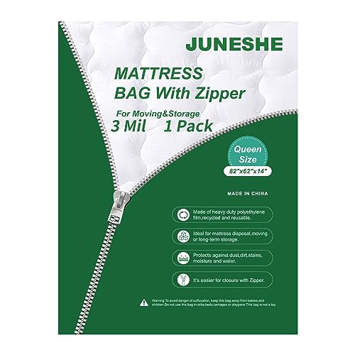 JUNESHE Queen Mattress Bag for Moving and Storage-3 Mil Zipper...