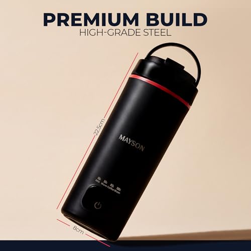 Image of MAYSON Portable Electric Kettle with Digital LED Display,450ml Travel Electric Water Bottle, 300W Fast Boil Tea Coffee Maker,304 Stainless Steel Water Boiler, Auto Shut-Off & Leak-Proof, 1yr Warranty