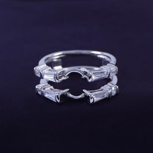 AFFY 3/4 Carat Tapered & Round White Cubic Zirconia Enhancer Guard Ring In 14k Gold Over Sterling Silver (0.75 Cttw), Gift For Her3